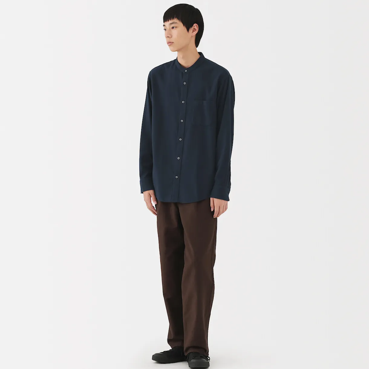 Chemise en flanelle col officier pour homme