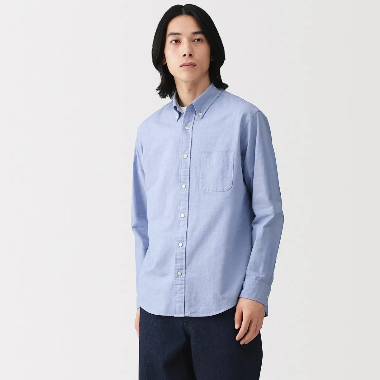 Chemise Oxford en coton lavé pour homme