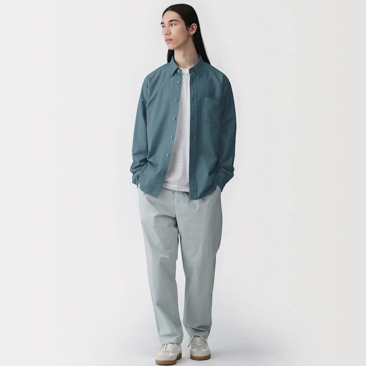 Chemise Oxford en coton lavé pour homme