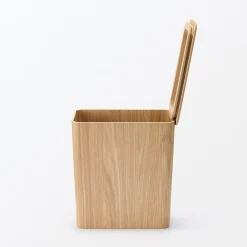 Couvercle pour poubelle rectangulaire en bois