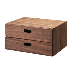 Demi Bloc‐tiroir en noyer ‐ 2 tiroirs horizontaux (Dont Eco‐part. 0,82 €)