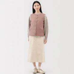 Doudoune légère pliable en nylon recyclé sans manche sans col pour femme
