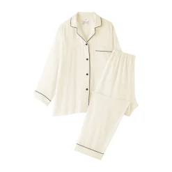 Ensemble pyjama à manches longues en gaze double pour femme