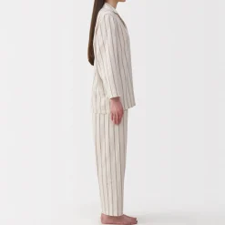 Ensemble pyjama à manches longues en gaze double pour femme