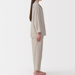 Ensemble pyjama à manches longues en gaze double pour femme