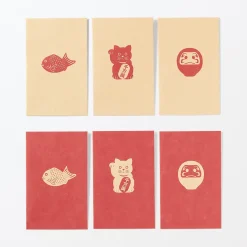 Enveloppes petites en papier de bambou avec motifs porte-bonheur - Kraft