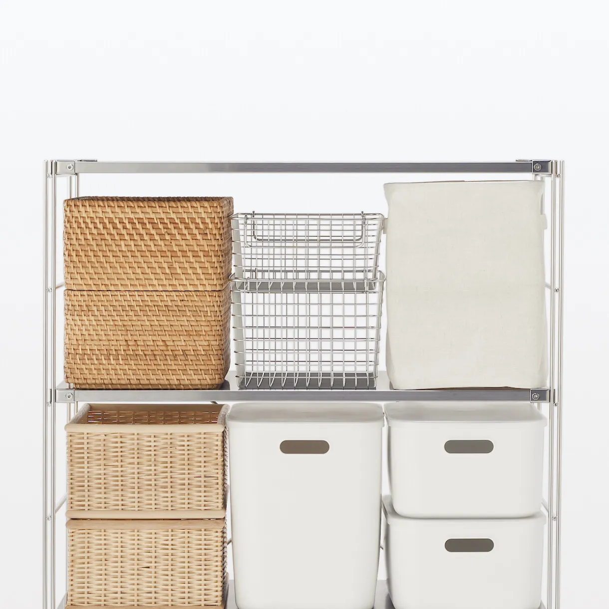 Etagère en acier inoxydable large ‐ 4 niveaux (Dont Eco‐part. 0,82 €)