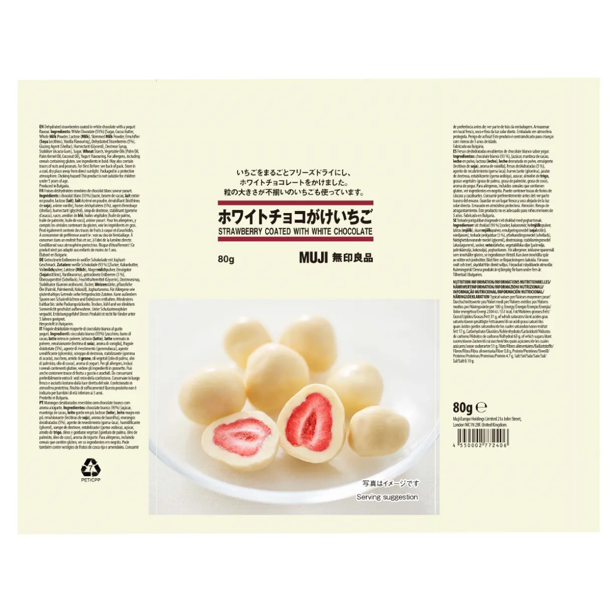 Fraises enrobées de chocolat blanc