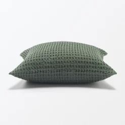 Housse de coussin gaufrée en coton biologique lavé