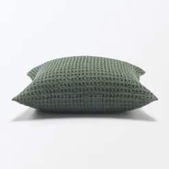 Housse de coussin gaufrée en coton biologique lavé