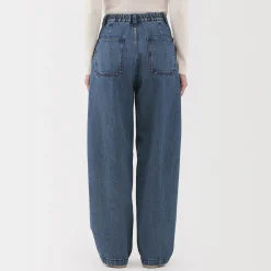 Jean denim coupe large en kapok mélangé pour femme