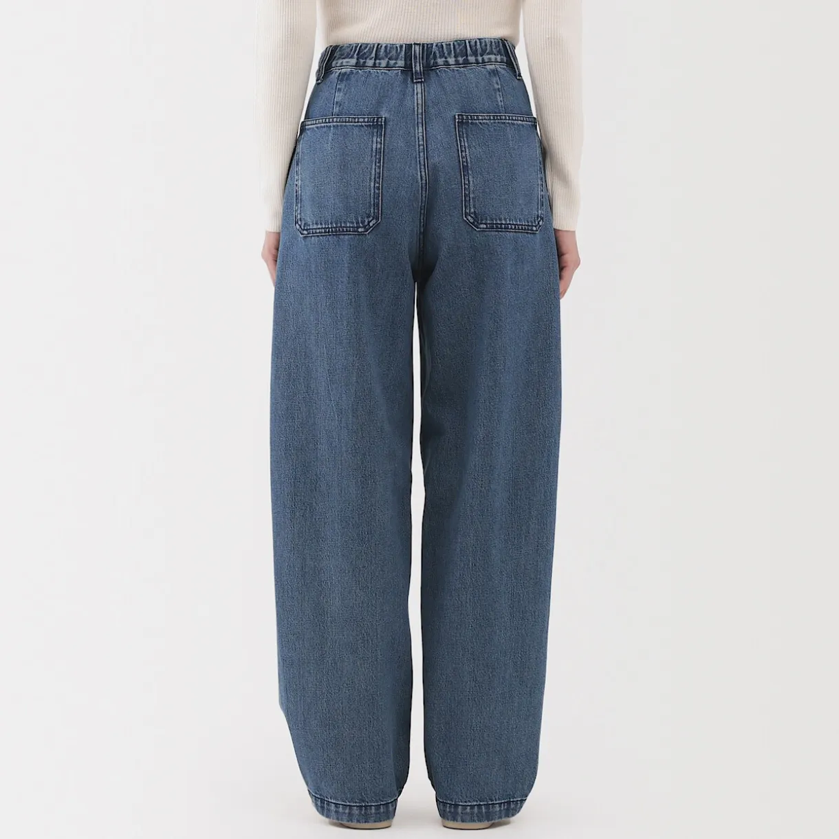 Jean denim coupe large en kapok mélangé pour femme