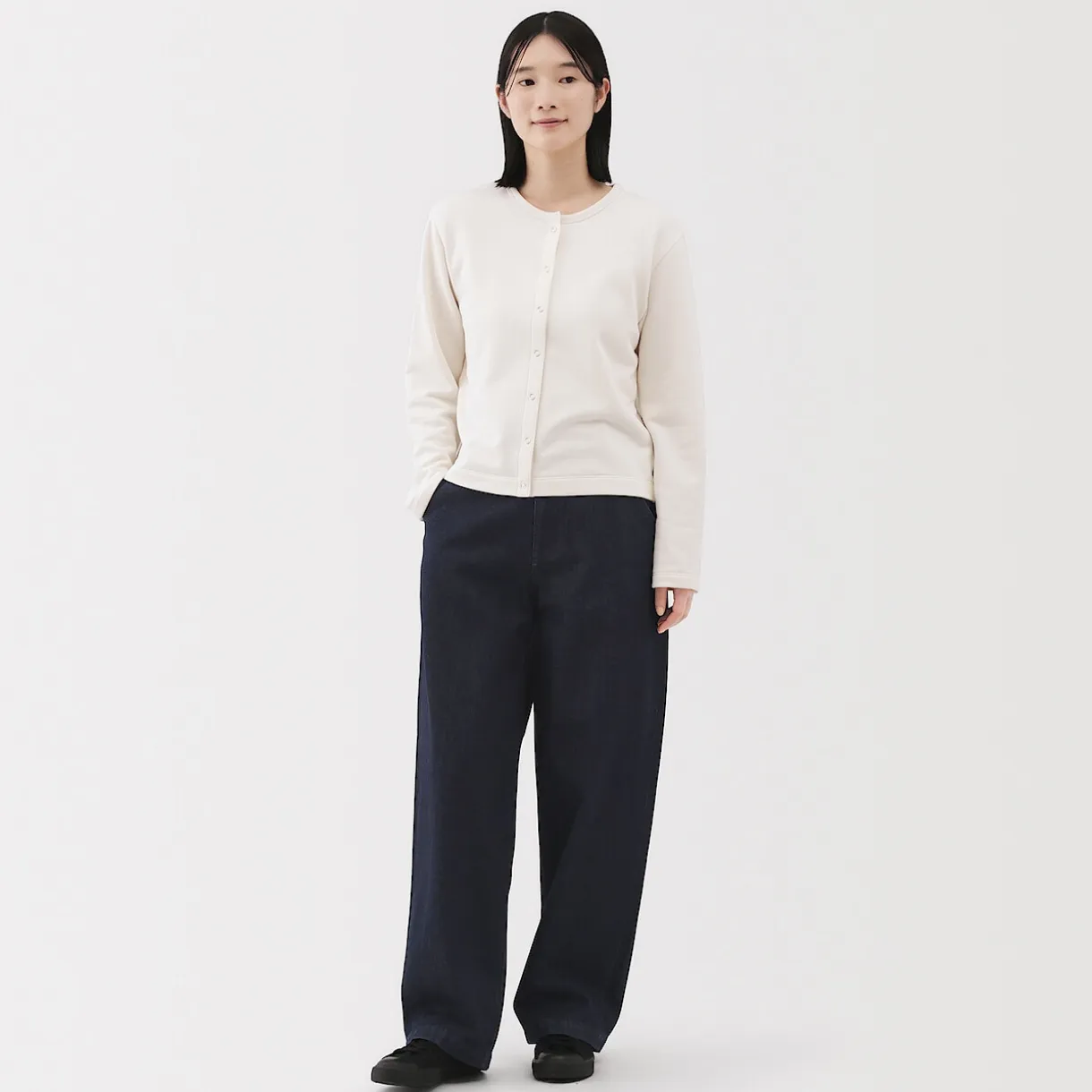 Jean denim coupe large en kapok mélangé pour femme