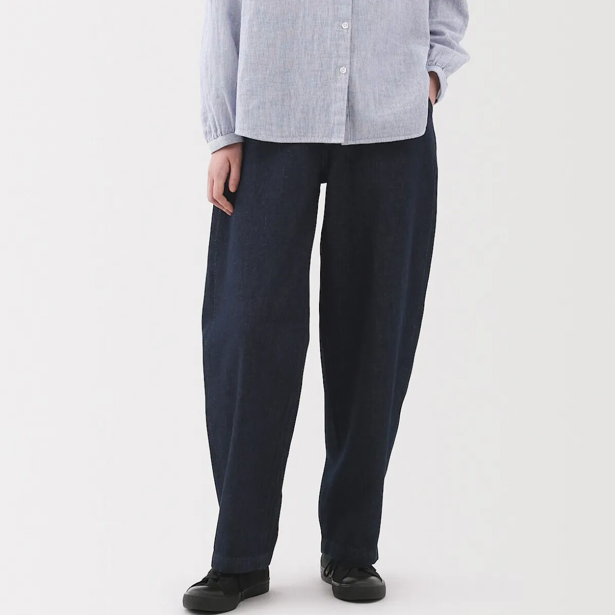 Jean denim coupe large en kapok mélangé pour femme