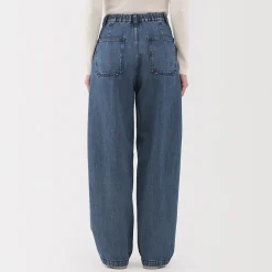 Jean denim coupe large en kapok mélangé pour femme