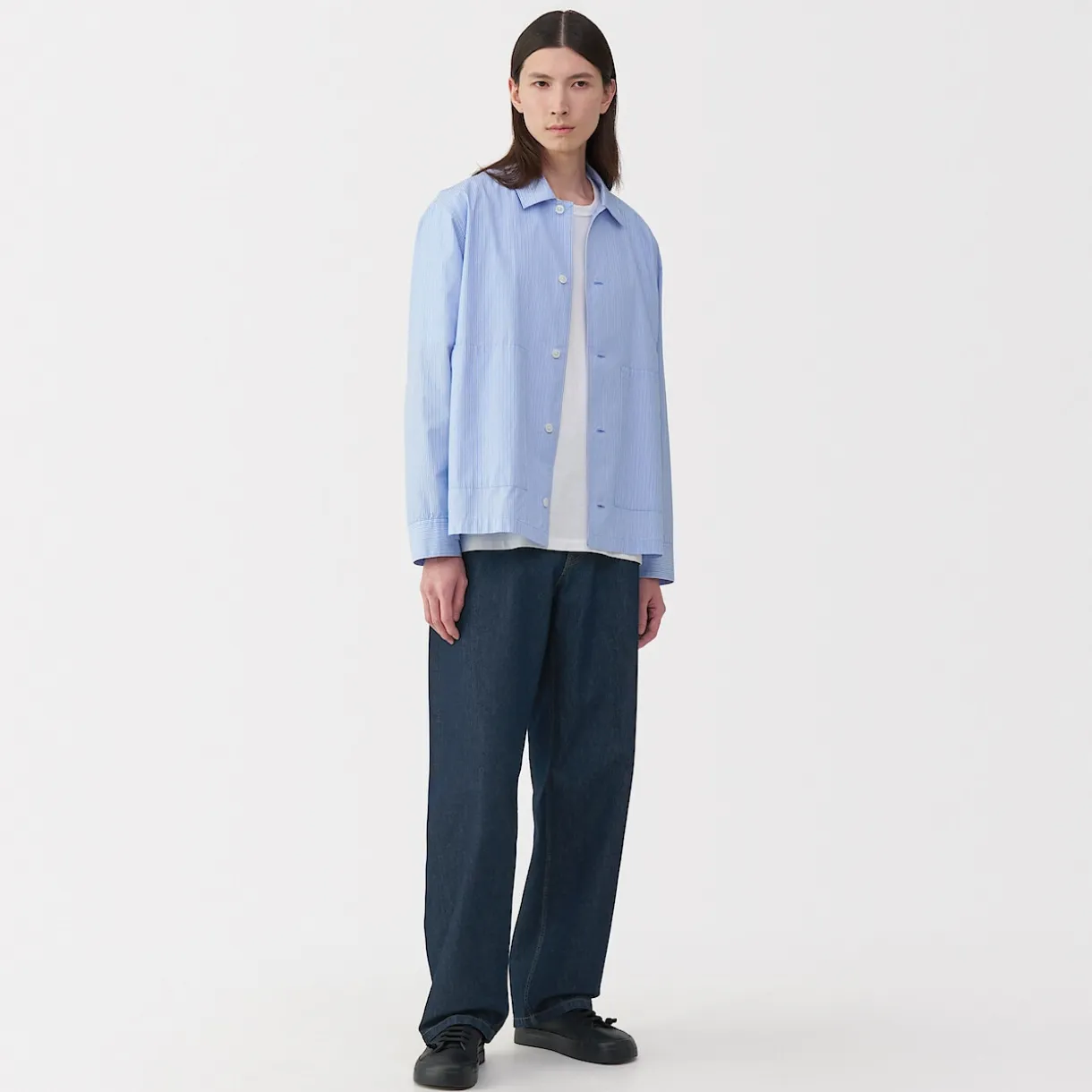 Jeans large en washi et denim pour homme