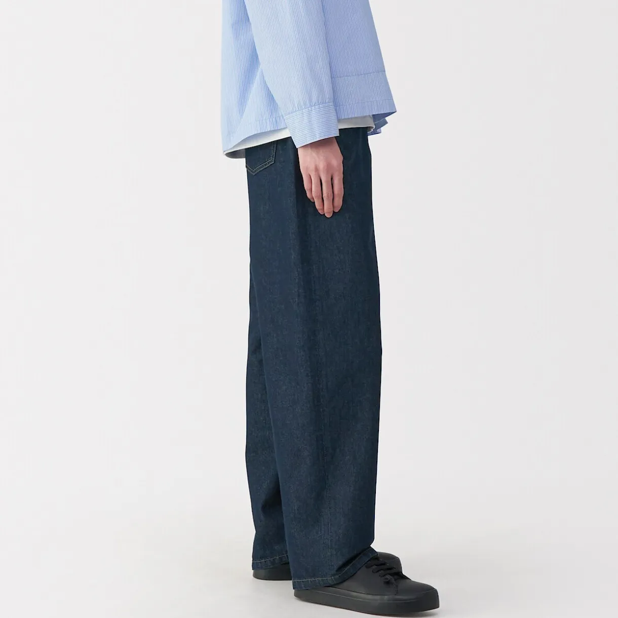 Jeans large en washi et denim pour homme