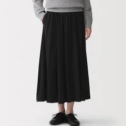 Jupe midaxi froncée en jersey de mélange de Lyocell pour femme