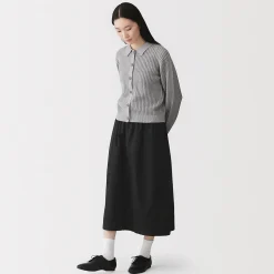 Jupe midi à la coupe confortable en coton délavé pour femme