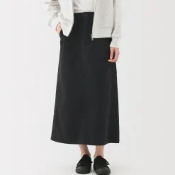 Jupe midi coupe droite avec motif de chevrons et en coton pour femme