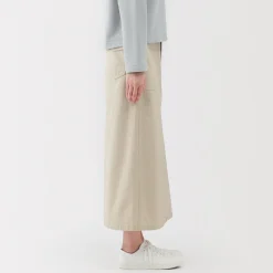 Jupe midi coupe droite avec motif de chevrons et en coton pour femme