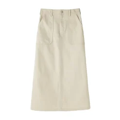 Jupe midi coupe droite avec motif de chevrons et en coton pour femme