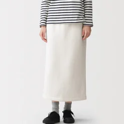 Jupe midi en sweat léger et coton mélangé pour femme
