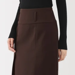 Jupe midi plissée en sergé de polyester pour femme