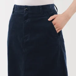 Jupe midi taille haute en velours côtelé extensible pour femme