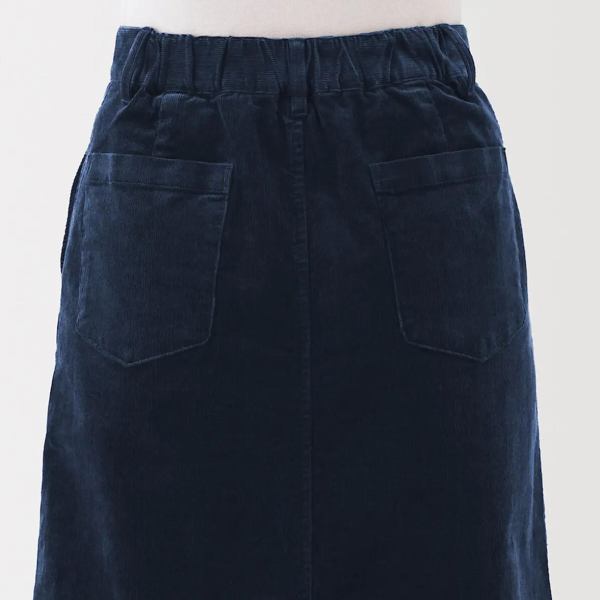 Jupe midi taille haute en velours côtelé extensible pour femme