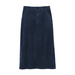 Jupe midi taille haute en velours côtelé extensible pour femme