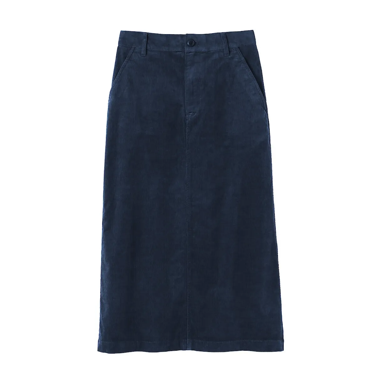 Jupe midi taille haute en velours côtelé extensible pour femme