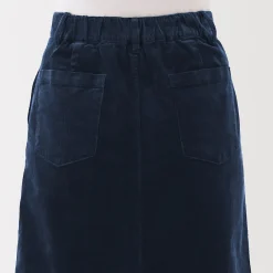 Jupe midi taille haute en velours côtelé extensible pour femme