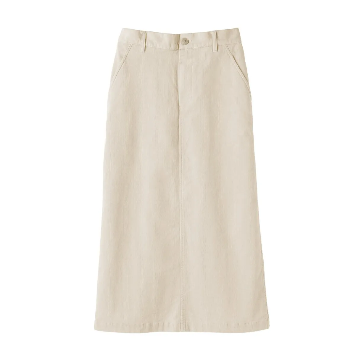 Jupe midi taille haute en velours côtelé extensible pour femme