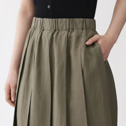 Jupe plissée en lin et lyocell pour femme