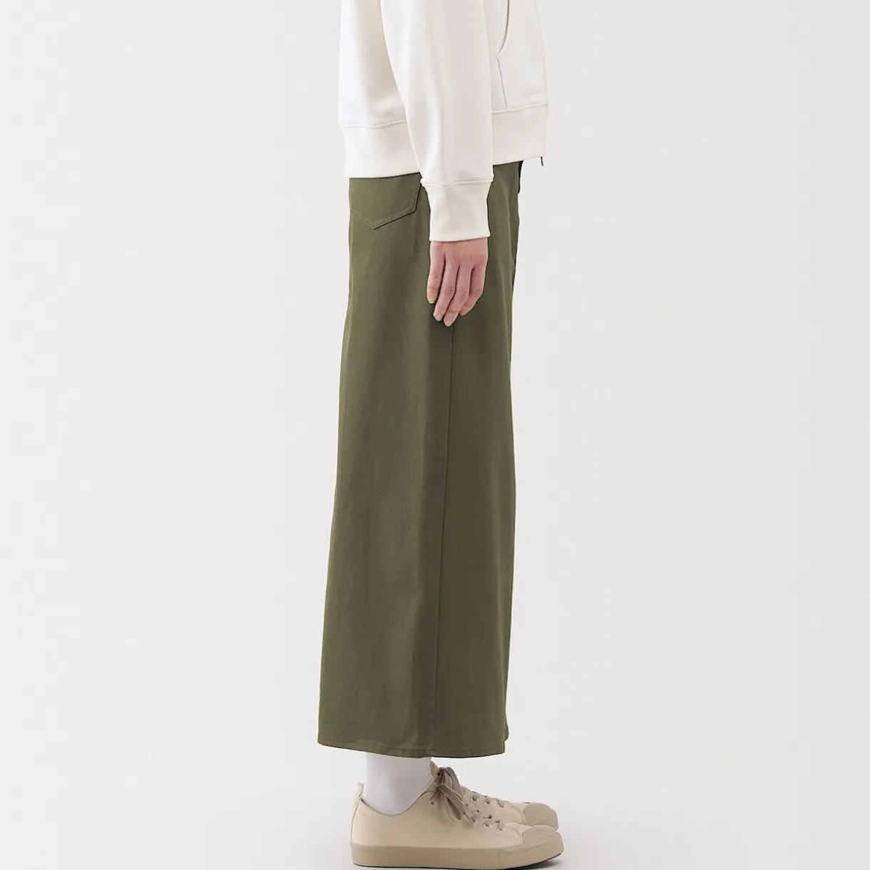 Jupe trapèze en chino extensible pour femme