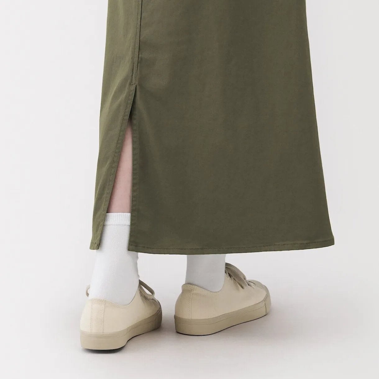 Jupe trapèze en chino extensible pour femme