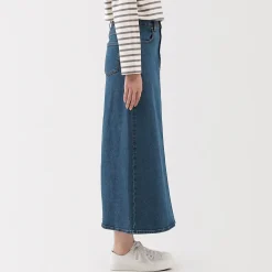 Jupe trapèze en denim extensible pour femme