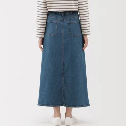 Jupe trapèze en denim extensible pour femme