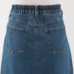 Jupe trapèze en denim extensible pour femme