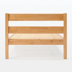 Lit double plaqué en bois d'hévéa