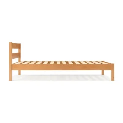 Lit large double plaqué en bois d'hévéa