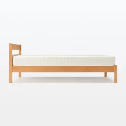 Lit large double plaqué en bois d'hévéa