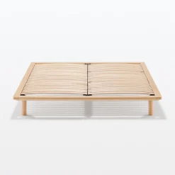 Lit plateforme large double en chêne