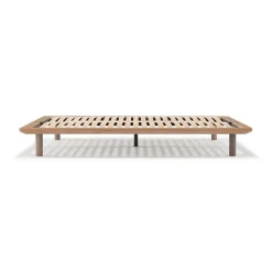 Lit plateforme large double en noyer