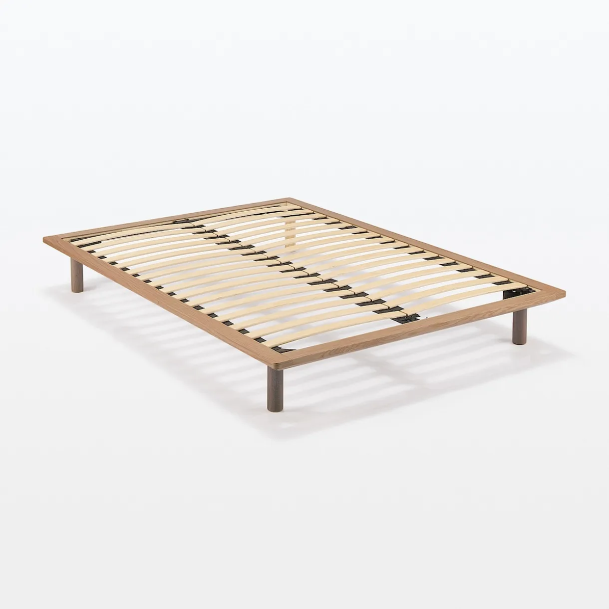 Lit plateforme large double en noyer