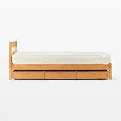 Lit simple plaqué en bois d'hévéa