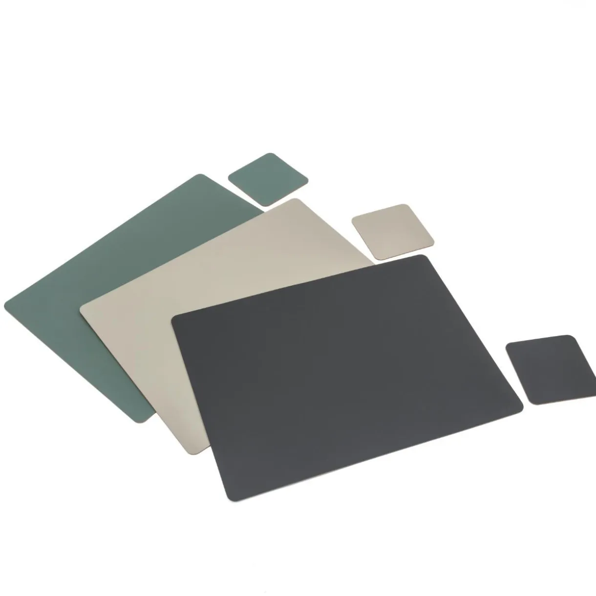 Lot de 4 dessous de verre rectangulaires en cuir recyclé, Gris Cendré
