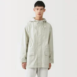 Manteau à capuche en toile de coton léger pour homme