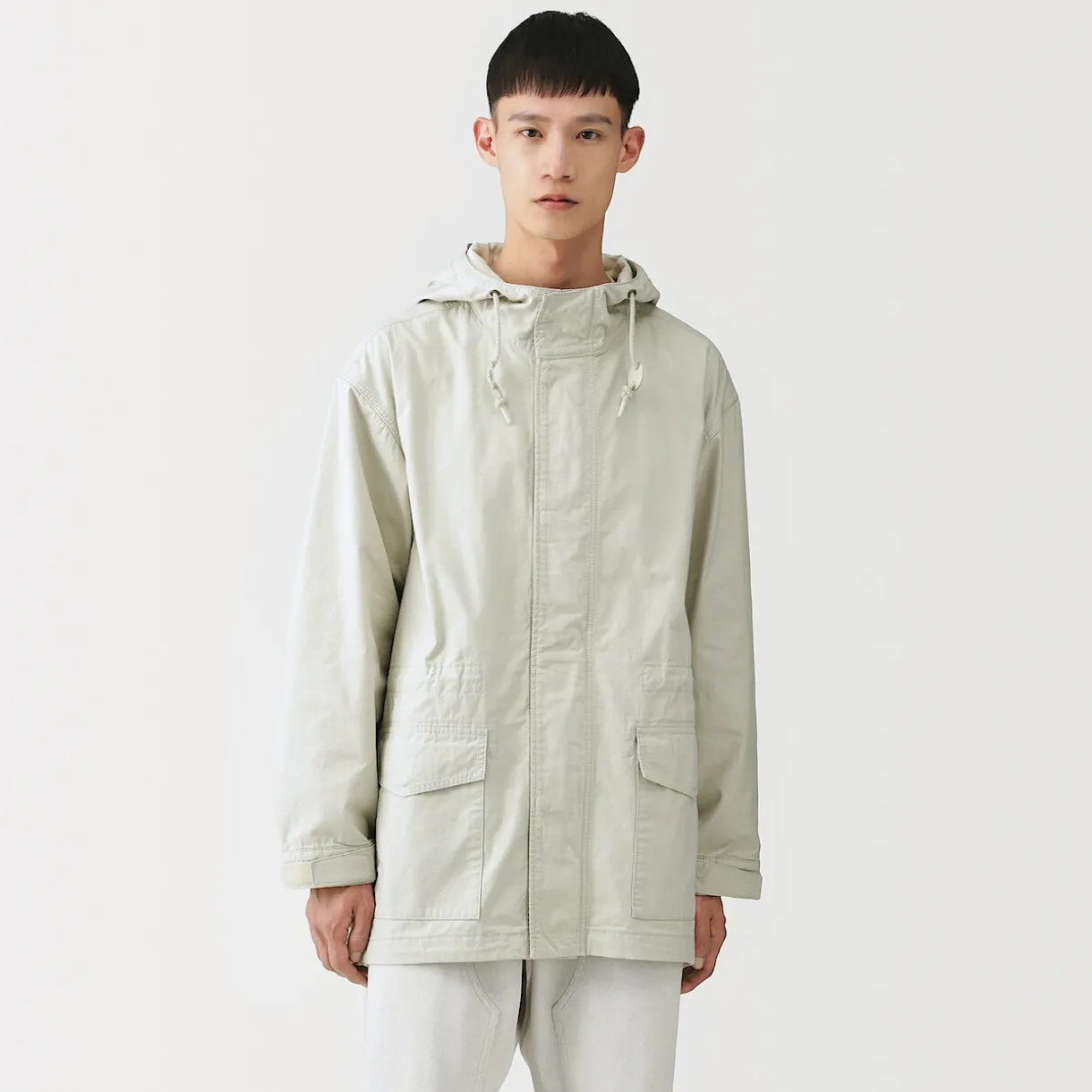 Manteau à capuche en toile de coton léger pour homme
